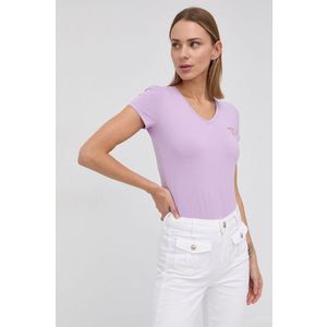 Tričko Guess dámske, fialová farba vyobraziť