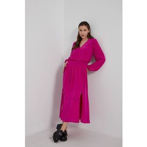 Hodvábne šaty Karl Lagerfeld ružová farba, midi, áčkový strih vyobraziť