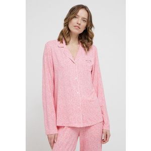 Pyžamová košeľa Tommy Hilfiger dámska, ružová farba vyobraziť