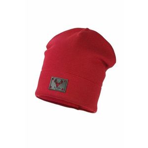 Detská čiapka Jamiks červená farba biela, z tenkej pleteniny vyobraziť