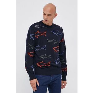Vlnený sveter Paul&Shark pánsky, tmavomodrá farba vyobraziť