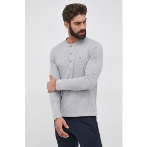 Bavlnené tričko s dlhým rukávom Tommy Hilfiger šedá farba, jednofarebné vyobraziť