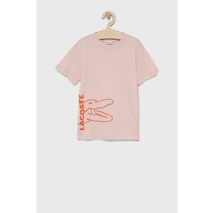 Detské bavlnené tričko Lacoste ružová farba, s potlačou vyobraziť