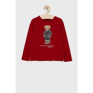 Detská bavlnená košeľa s dlhým rukávom Polo Ralph Lauren červená farba vyobraziť