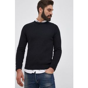 Bavlnený sveter Selected Homme pánsky, čierna farba, ľahký vyobraziť