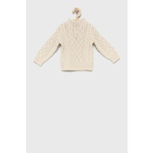 Detský sveter s prímesou vlny GAP béžová farba, teplý vyobraziť