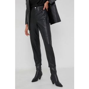 Nohavice Answear Lab dámske, čierna farba, rovné, vysoký pás vyobraziť