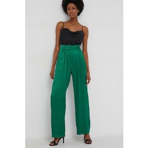 Nohavice Answear Lab dámske, zelená farba, široké, vysoký pás vyobraziť