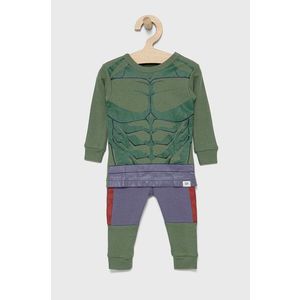 Detské bavlnené pyžamo GAP x Marvel zelená farba, vzorované vyobraziť