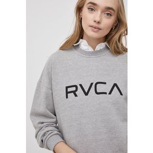 Bavlnená mikina RVCA dámska, šedá farba, s potlačou vyobraziť