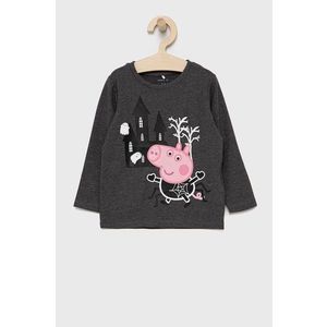 Detské tričko s dlhým rukávom Name it x Peppa Pig šedá farba, melanžové vyobraziť