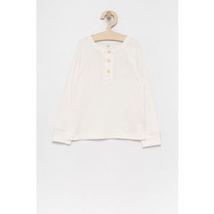 Detská bavlnená košeľa s dlhým rukávom GAP biela farba, jednofarebná vyobraziť