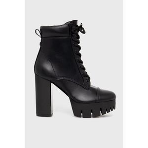 Členkové topánky Guess dámske, čierna farba, na podpätku vyobraziť
