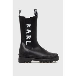 Kožené topánky Chelsea Karl Lagerfeld dámske, čierna farba, na platforme vyobraziť