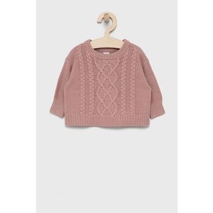 Detský bavlnený sveter GAP ružová farba vyobraziť