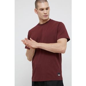 Bavlnené tričko Jack Wolfskin bordová farba, jednofarebné vyobraziť