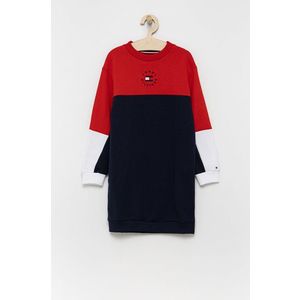 Dievčenské šaty Tommy Hilfiger tmavomodrá farba, mini, rovná vyobraziť