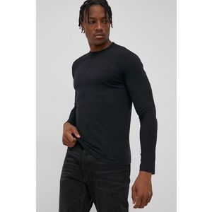 Bavlnené tričko s dlhým rukávom Superdry čierna farba, jednofarebné vyobraziť