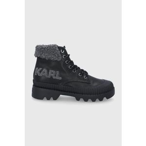 Topánky Karl Lagerfeld dámske, čierna farba, na plochom podpätku vyobraziť