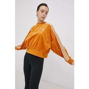 Mikina adidas Originals H37847 dámska, oranžová farba, jednofarebná vyobraziť