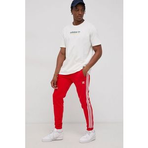 Nohavice adidas Originals pánske, červená farba, s nášivkou vyobraziť
