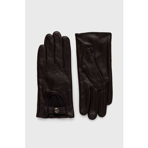 Kožené rukavice Answear Lab dámske, hnedá farba vyobraziť