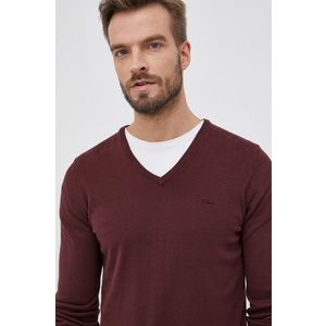Bavlnený sveter s.Oliver pánsky, hnedá farba, ľahký vyobraziť