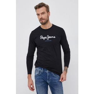 Bavlnené tričko s dlhým rukávom Pepe Jeans Eggo Long čierna farba, jednofarebné vyobraziť