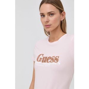 Tričko Guess ružová farba vyobraziť