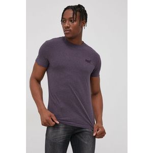 Bavlnené tričko Superdry fialová farba, jednofarebné vyobraziť