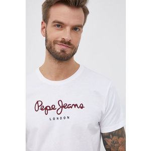 Bavlnené tričko Pepe Jeans Eggo N biela farba, jednofarebné vyobraziť