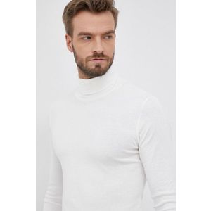 Bavlnené tričko s dlhým rukávom Marc O'Polo biela farba, jednofarebné vyobraziť