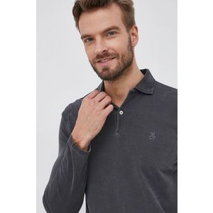 Bavlnené tričko s dlhým rukávom Marc O'Polo šedá farba, jednofarebné vyobraziť