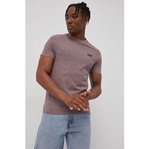 Bavlnené tričko Superdry fialová farba, melanžové vyobraziť