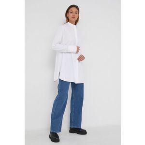 Košeľa Answear Lab dámska, biela farba, voľný strih, so stojačikom vyobraziť