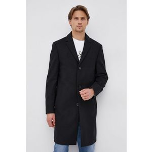 Vlnený kabát Calvin Klein čierna farba, prechodný vyobraziť