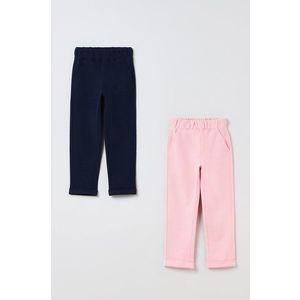 Detské nohavice OVS (2-pack) ružová farba, jednofarebné vyobraziť