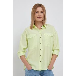 Košeľa Pepe Jeans Lenora dámska, zelená farba, voľný strih, s klasickým golierom vyobraziť