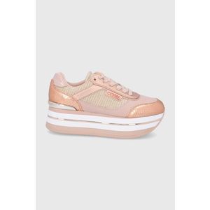 Topánky Guess ružová farba, na platforme vyobraziť