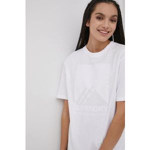 Bavlnené tričko Superdry biela farba vyobraziť
