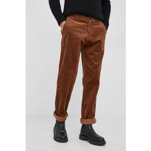 Manšestrové nohavice Sisley pánske, hnedá farba, rovné vyobraziť