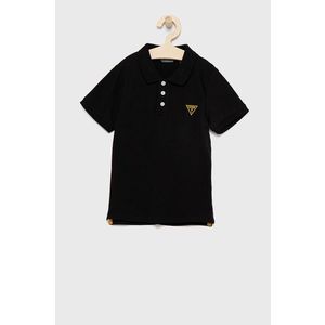 Detské polo tričko Guess čierna farba, jednofarebné vyobraziť