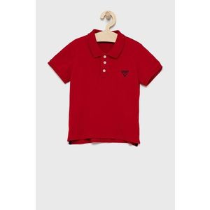 Detské polo tričko Guess červená farba, jednofarebné vyobraziť
