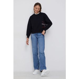 Mikina Calvin Klein Jeans dámska, čierna farba, s potlačou vyobraziť