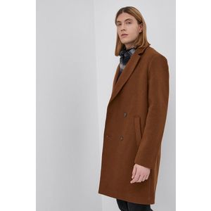 Kabát s prímesou vlny Tom Tailor hnedá farba, prechodný vyobraziť