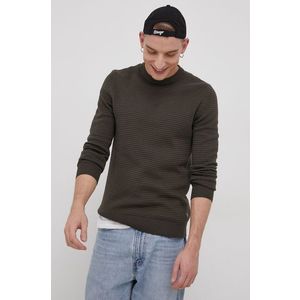 Bavlnený sveter Premium by Jack&Jones pánsky, zelená farba, tenký vyobraziť