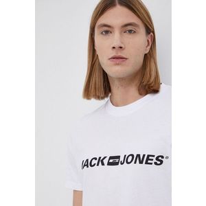 Bavlnené tričko Jack & Jones biela farba, s potlačou vyobraziť