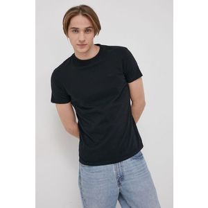Bavlnené tričko Superdry čierna farba, jednofarebné vyobraziť