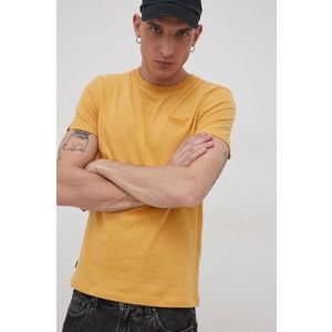 Bavlnené tričko Superdry žltá farba, jednofarebné vyobraziť