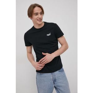 Bavlnené tričko Superdry čierna farba, jednofarebné vyobraziť